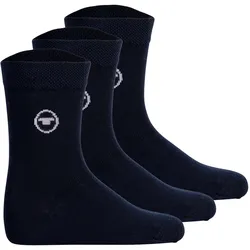 TOM TAILOR Unisex Kinder Socken, 3er Pack - Strümpfe, Baumwolle, Logo, einfarbig Blau / 35-38