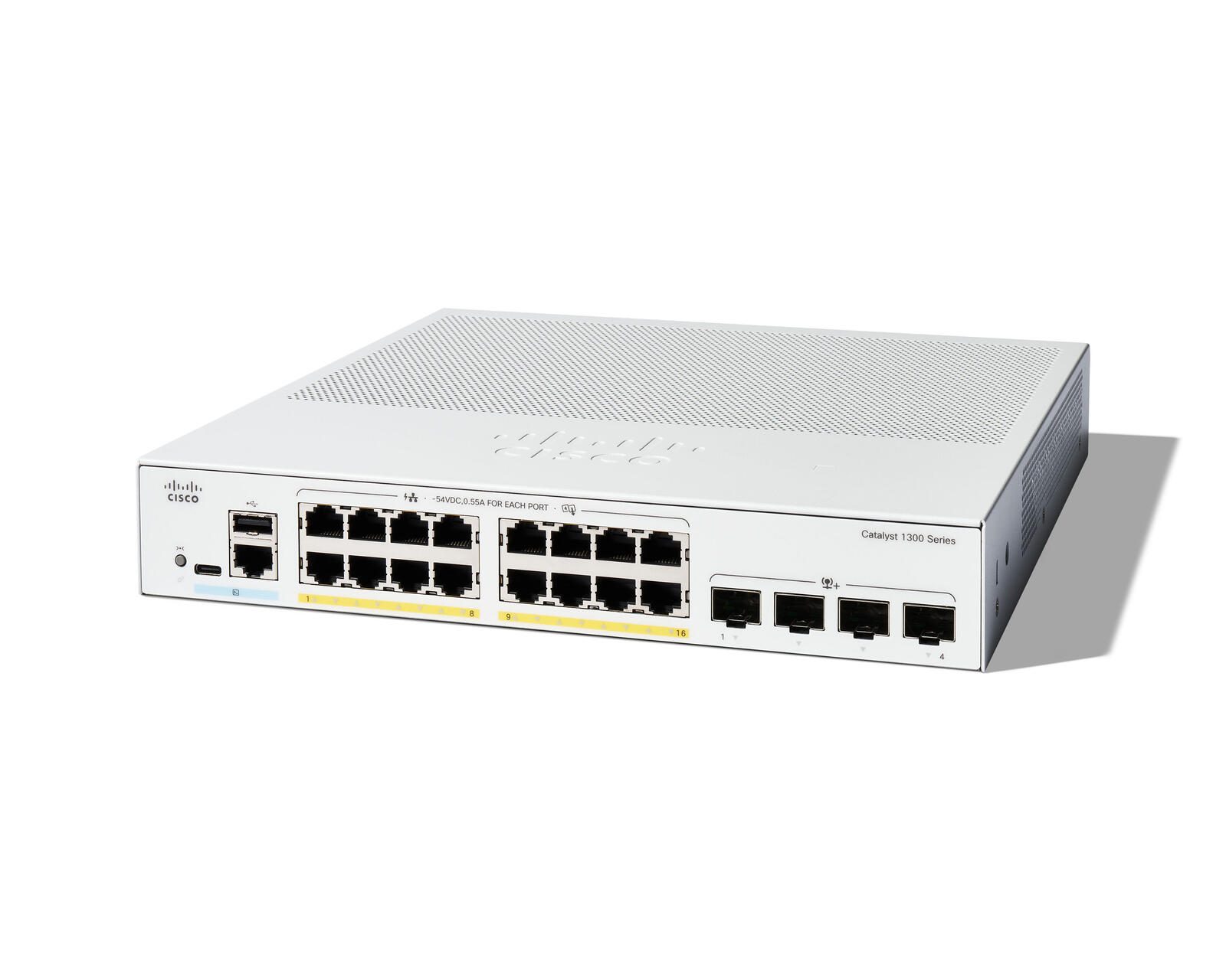 Cisco Catalyst 1300-16P-4X-Managed-Switch, 16-Port-GE, PoE, 4 x 10-GE-SFP+ (C1300-16P-4X)