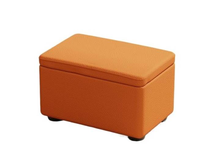 DANNMPX Sitzhocker Wohnzimmer Multifunktionaler Flip Top Aufbewahrungshocker Kunstleder Boxen Sitz Zusätzliche Sitzplätze(Orange,40x28x25cm)