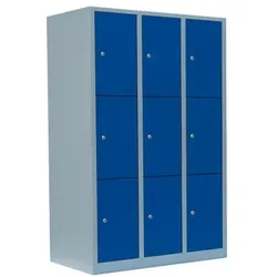 Lüllmann Schließfachschrank - 3 Abteile - 9 Fächer grau