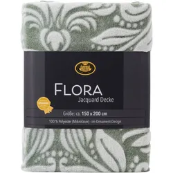 Gözze Jacquard Decke Flora mit eleganter Ornamentik in Hoch-Tief-Optik salbei 150x200 cm