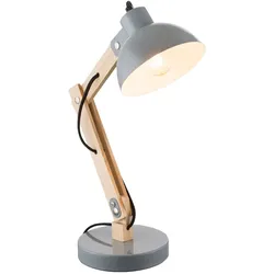 Schreib Tisch Lampe Leuchte Holz Metall Grau Kabel 1,5 m Schlaf Zimmer Büro