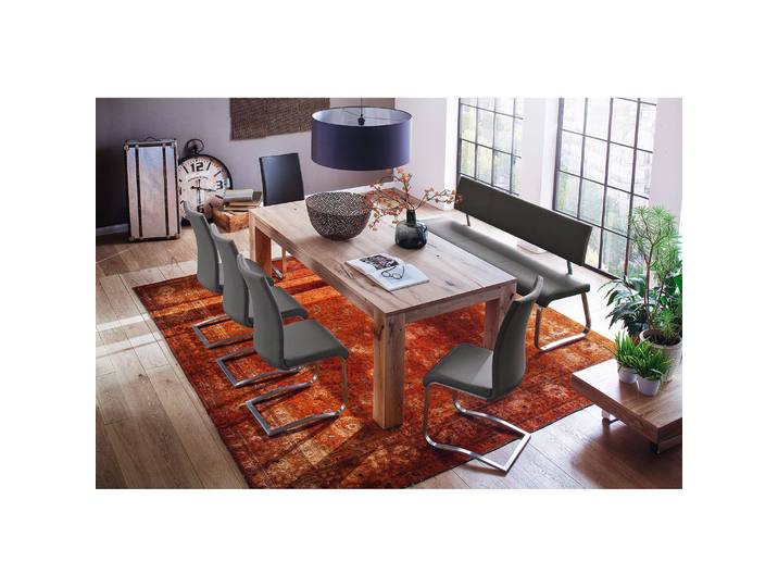 Freischwinger Marco 43 x 103 x 52cm 4er Set Echtleder Gyda: Grau Grau