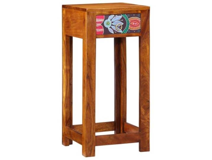 Beistelltisch, Blumenmuster, Braun, 35 x 35 x 75 cm Massives Akazienholz, kompakte rechteckige Form, diskretes Staufach, rustikaler Stil, einfarbiges dekoratives Stück
