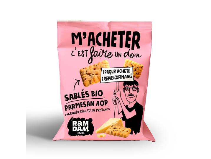 RAMDAM SOCIAL Biscuits Sablés Salés Bio Parmesan &amp; Graines de Chia 100 g