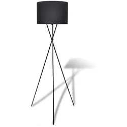 Helloshop26 - Stehlampe mit hohem Fuß 380 x 380 x 1390 mm sanftes Licht gemütliche Atmosphäre moderner Stil schwarzes Polyester 02_0046228