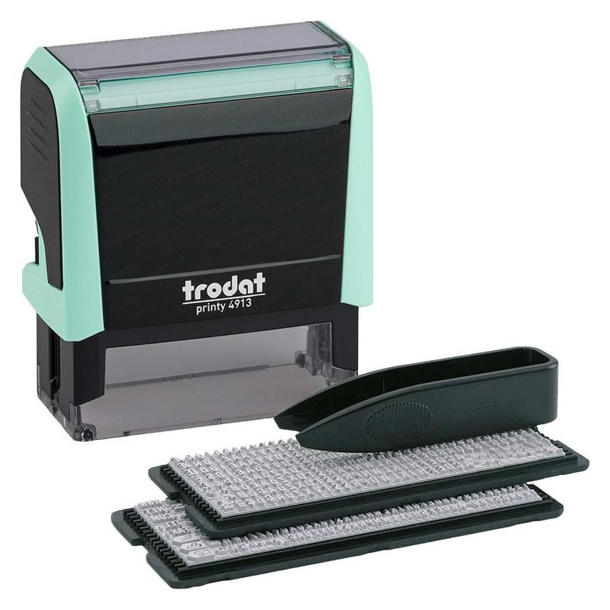 Trodat Typomatic Printy 4.0 Pastell Edition, selbstfärbender Stempel zum Selbersetzen (4913-TYPO GRÜN)