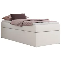 BOXBETT ZERO 90/200 - Weiß Kunstleder - H3 - Topper T25