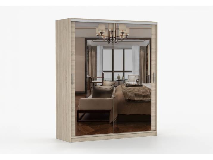 Schwebetürenschrank TOKYO M 203 cm Sonoma Eiche Sonoma Eiche + Spiegel