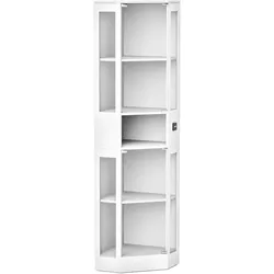 STILVORA Glasvitrine aus MDF und Glas, Weiß, 57 x 40 x 165 cm, LED und Sensor