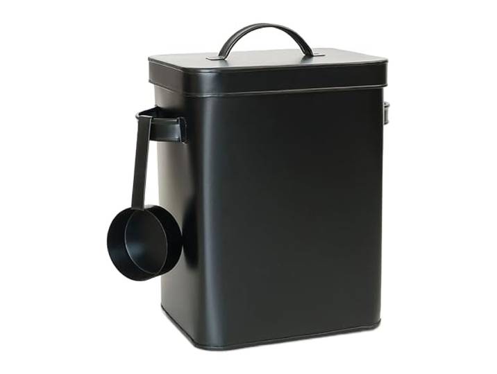 Relaxdays 2 boîtes métalliques\, boîte de Conservation de 6\,5 L avec doseur\, pour Aliments pour Animaux et café\, hermétique\, Noire