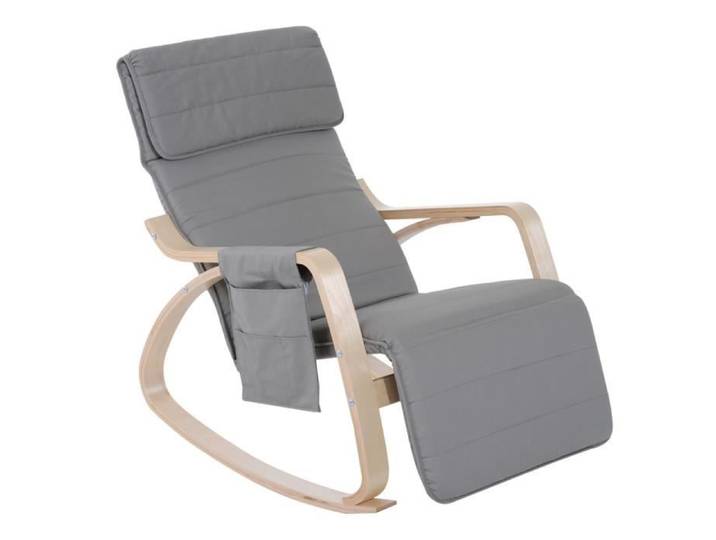 HOMCOM Fauteuil à Bascule avec Repose-Pied Réglable Gris