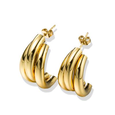 Paar Creolen "Schmuck Geschenk Kupfer Ohrschmuck Ohrringe Welle", gold (gelbgoldfarben), ANISTON JEWELRY & WATCHES, Ohrringe, Damen, 32mm, Kupfer, Made in Germany
