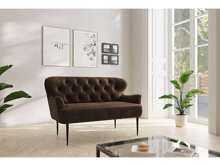 2-Sitzer Sofa Lodging Braun Microfaser Priya 153 x 97 x 87cm Landhaus