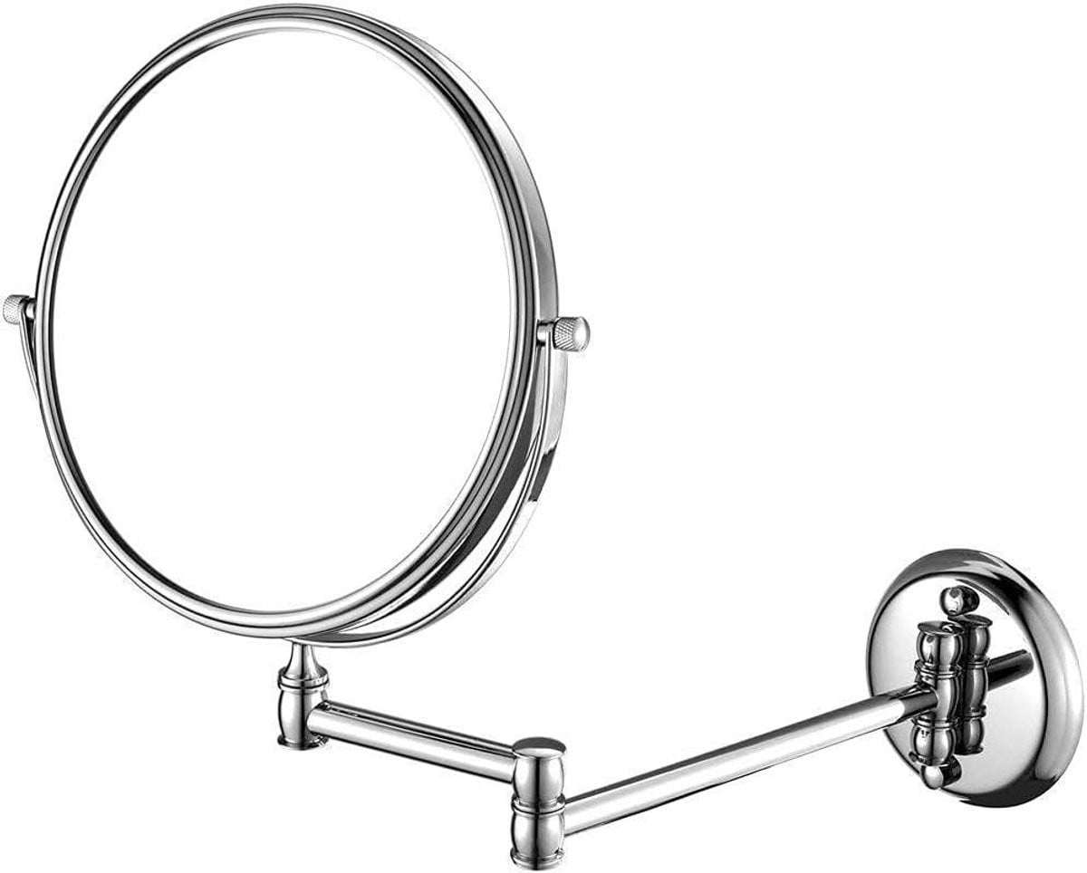 Dubbelzijdige wandspiegel met verstelbare arm voor make-up en badkamergebruik, Chroom