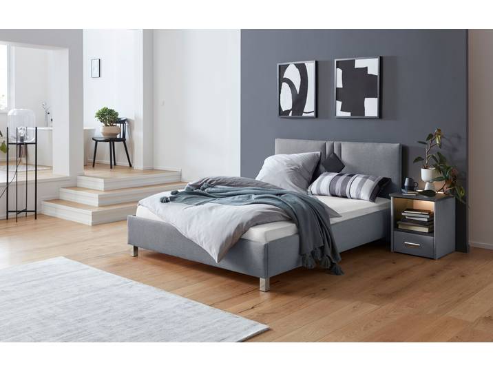 Polsterbett, Grau, 170x210 cm, Polyester, 7-Zonen-Kaltschaummatratze, Modern, WESTFALIA SCHLAFKOMFORT