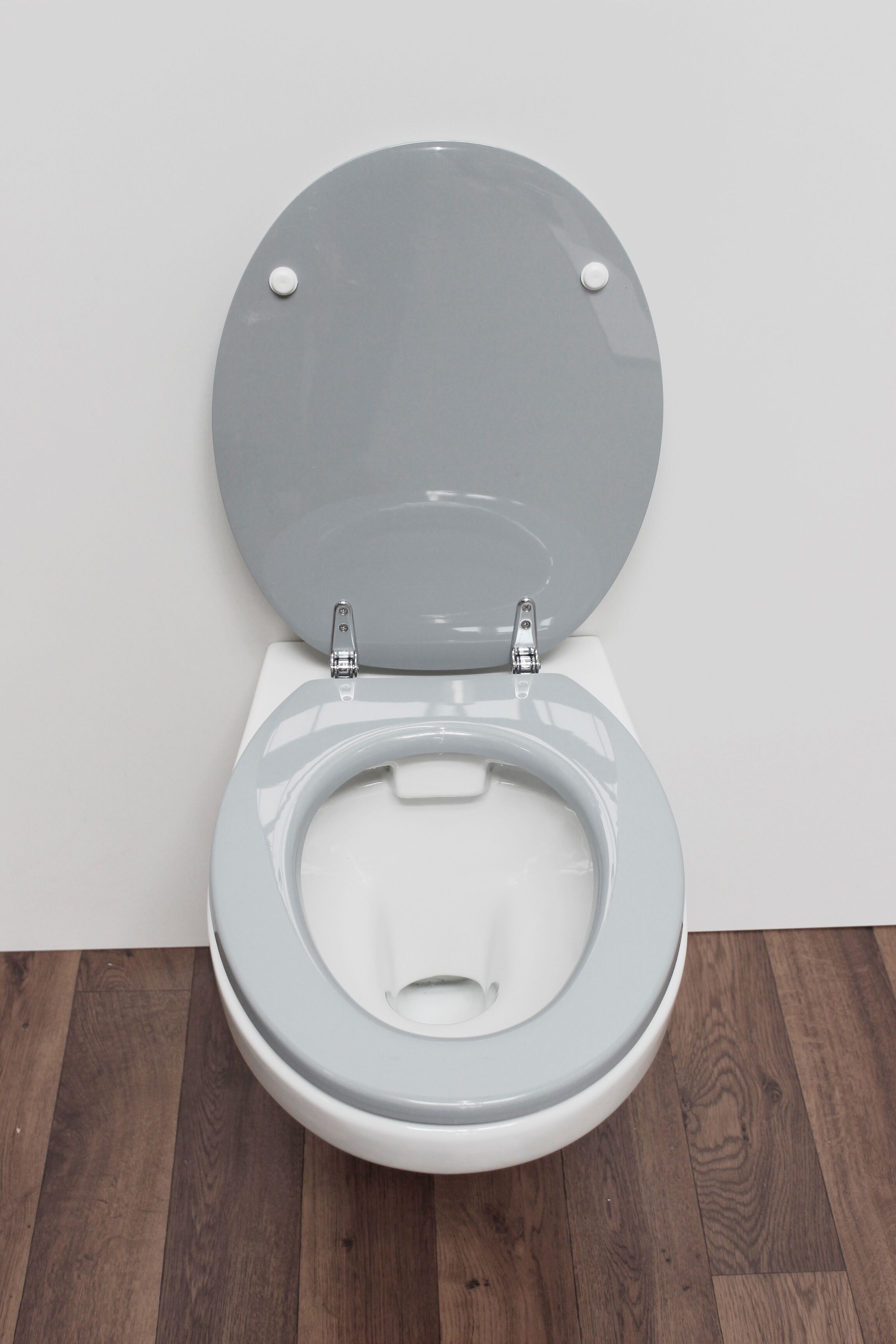 WC-Sitz ADOB "Capri", grau (hellgrau), Kunststoff, MDF - Mitteldichte Holzfaserplatte, WC-Sitze, WC-Sitz, mit Messing verchromten Scharnieren hellgrau Einheitsgröße