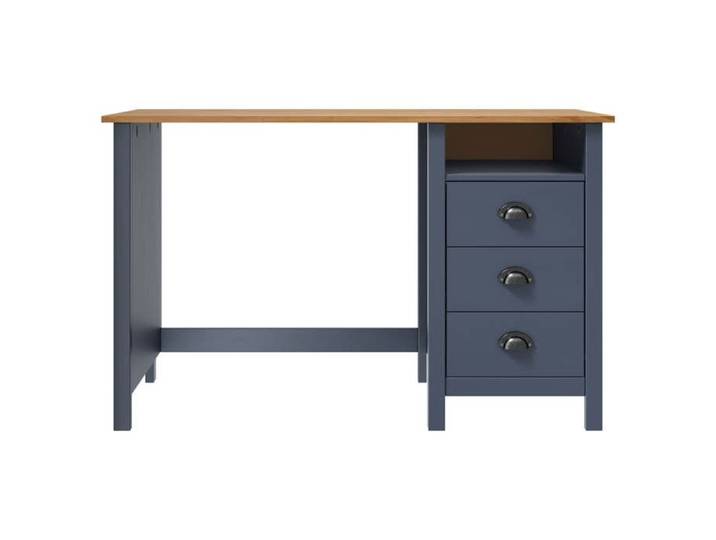 Gris Table de travail - Bureau Hill avec 3 tiroirs Gris 120x50x74 cm Pin solide m653