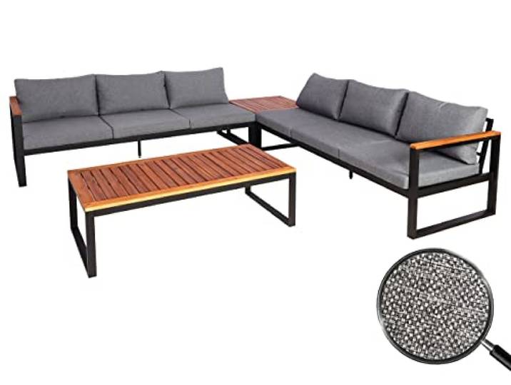 Mendler Garten-Garnitur HWC-L26 Aluminium - dunkelgrau