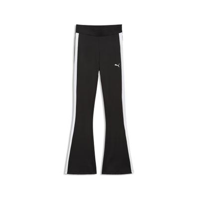 Leggings PUMA "T7 Ausgestellte Leggings Damen", Damen, Gr. S, Normalgrößen, schwarz-weiß (schwarz), Obermaterial: 89% Polyester, 11% Elasthan. Seitenpartie: 11% Elasthan, 89% Polyester, unifarben, eng, Hosen Leggings