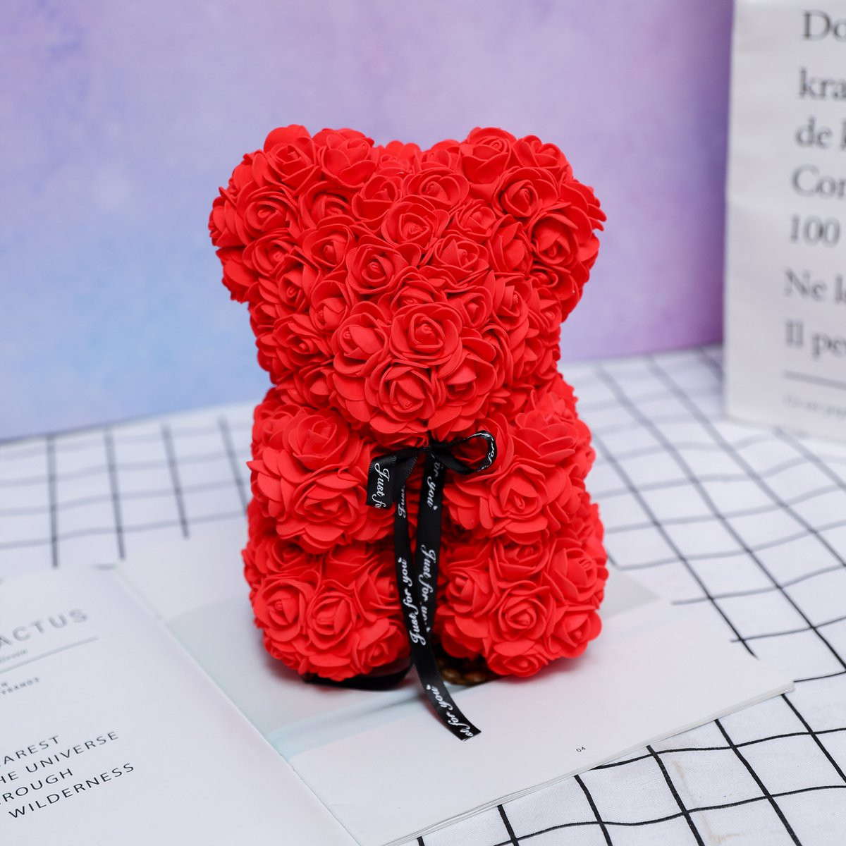 Rose Bear Teddy Beer Rood met Cadeauverpakking - 25 cm