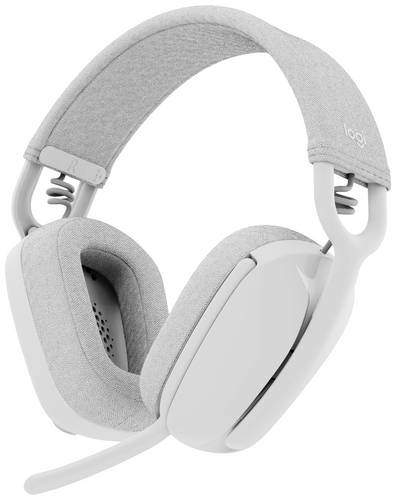 Logitech ZONE VIBE 100 Over Ear Headset Bluetooth Stereo Weiß Mikrofon-Rauschunterdrückung, Noise Cancelling Lautstärkeregelung, Mikrofon-Stumms