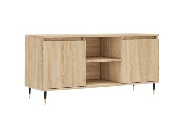 Roanoer TV-Schrank Sonoma-Eiche 104x35x50 cm TV-Lowboard Holzwerkstoff Praktisches TV-Board mit 4 Fächern und robusten Eisenbeinen für Wohnzimmer und Schlafzimmer.