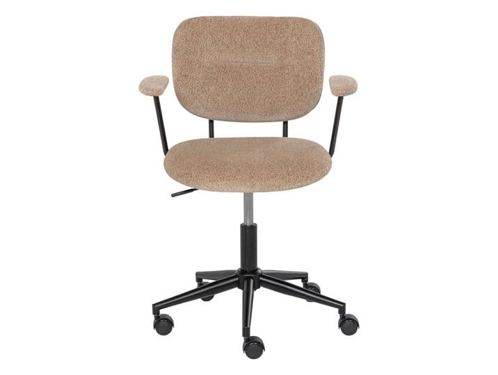 Chaise de bureau avec accoudoirs en chenille tissée sable