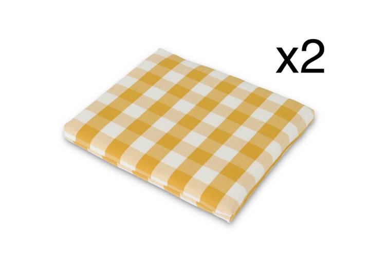 Pack 2 coussins chaise de jardin carrés jaune/blanc