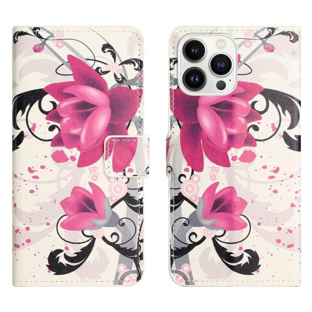 Cover-Discount iPhone 14 Pro - Leder Etui Hülle Lotus Blüte (Apple iPhone 14 Pro) (660107415F)