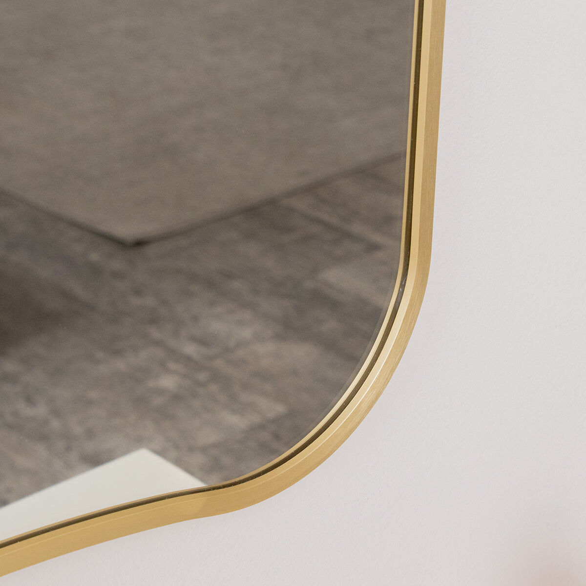 Gold Asymmetrical Metal Framed Wall Mirror - 54cm x 80cm Material: Mirrors