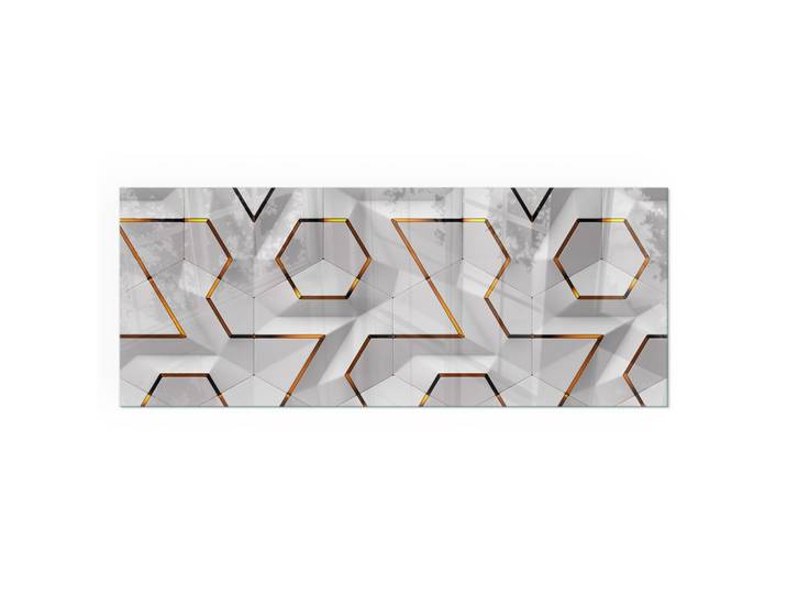 KAMINBODENPLATTE 125x50 cm - Geometrisches 3D-Muster