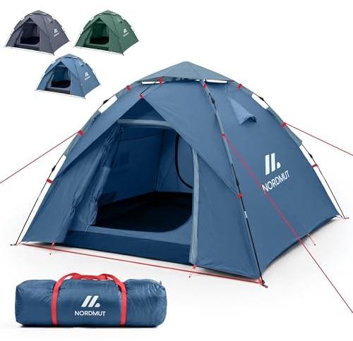 Pop-up Zelt 2-4 Personen, wasserdicht, UV-Schutz, Blau