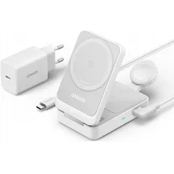 Anker MagGo 3-in-1 Foldable Wireless Charging Station (15 W), Wireless Charger, Weiss