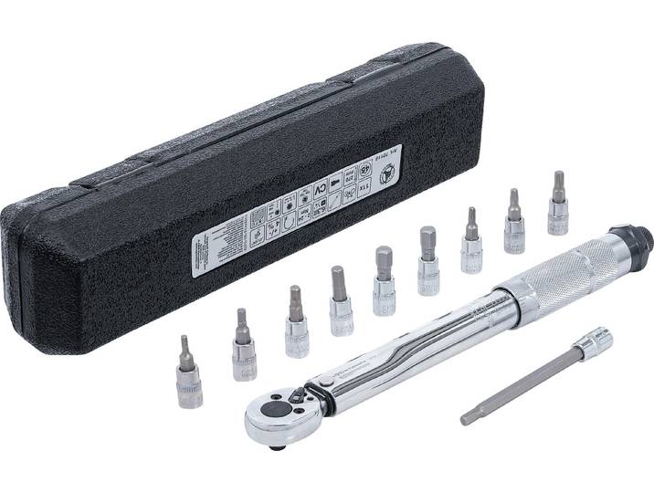 Jeu de clés dynamométriques Sortie carré extérieur 6\,3 mm (1/4\ ) 2 - 24 Nm 11 pcs.