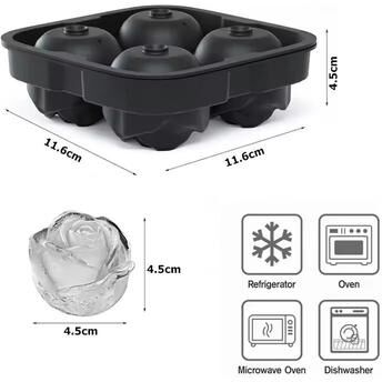 Inspired Living Silicone Rose Ice Cube Tray Easy Release Flower Ice Molds For Cocktails & Whiskey s