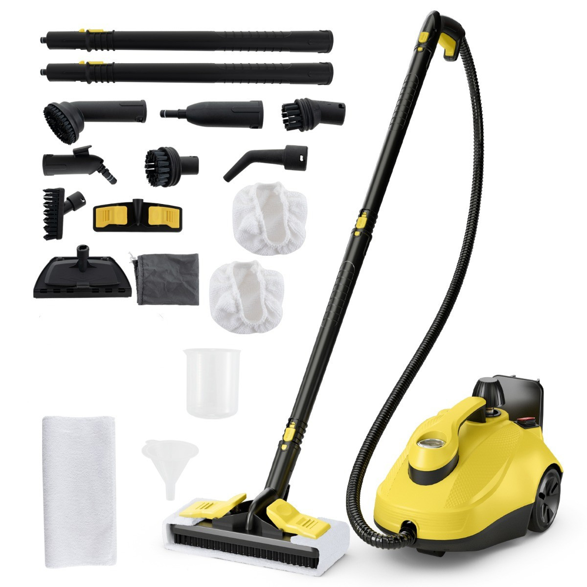 Costway Draagbare Stoomreiniger 2000 W met 5 Bar Hoge Druk, 1,8 l Tank en Accessoires voor Vloer en Raam