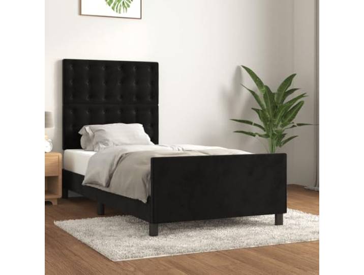 Samt Höhenverstellbar Bettgestell mit Kopfteil Schwarz 80 x 200 cm Bettgestell mit Kopfteil Schwarz 80x200 cm Samt Polsterbett Höhenverstellbar Stabil Stützbeine Ohne Matratze