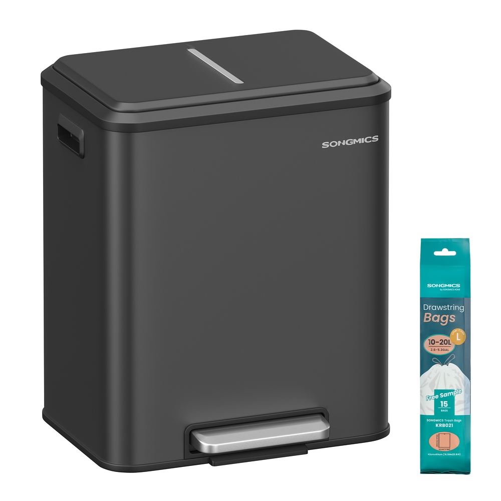 SONGMICS Mülltrennsystem 2 x 15 L tintenschwarz LTB544B02