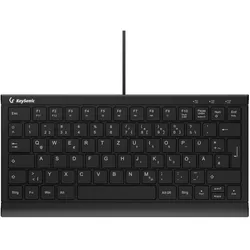 Keysonic KSK-5011ELC Super-Mini Tastatur, Kabelgebunden Hintergrundbeleuchtung, integrierter Nummernblock, Combo, USB-Anschluss