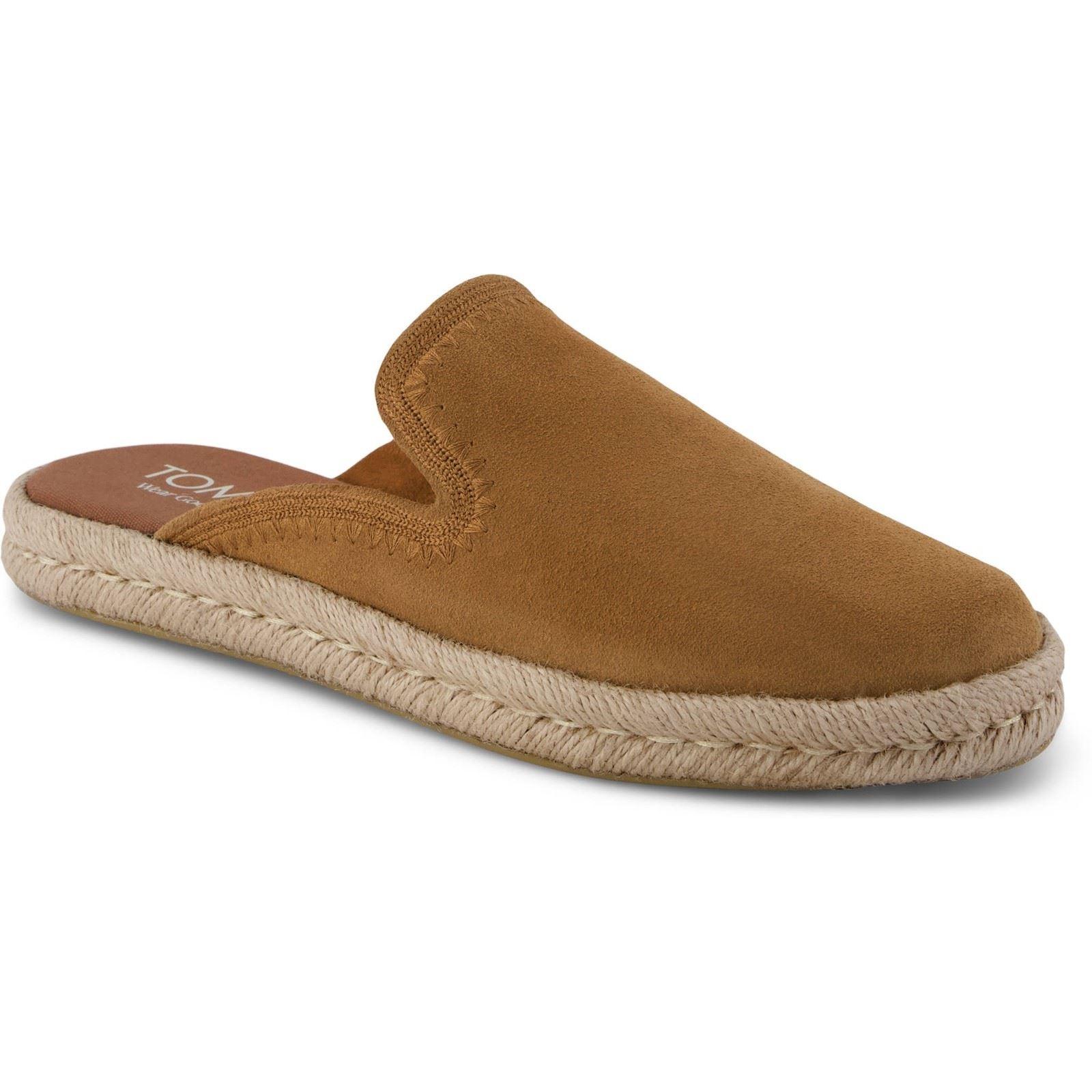 TOMS Santiago Leder Damen Slipper in Brauner Zucker