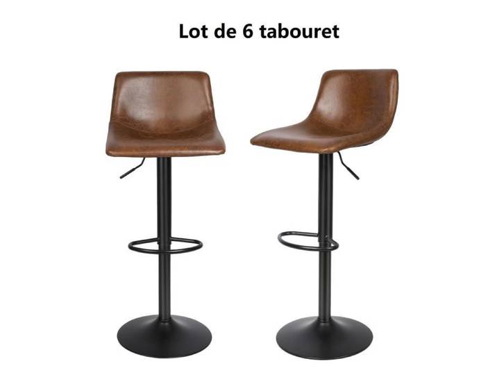 Tabouret de bar pour cuisine - Marron - WILLONIN® - Industriel - Loft - Réglable en hauteur