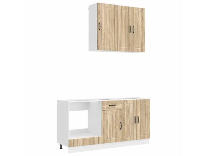 fsahslih Küchenzeile Lucca 5-teilig Küchenschrank Set Sonoma-Eiche Modulare Einbauküche für die Küche mit verstellbaren Füßen und stabiler Wandbefestigung für optimale Stauraumnutzung.