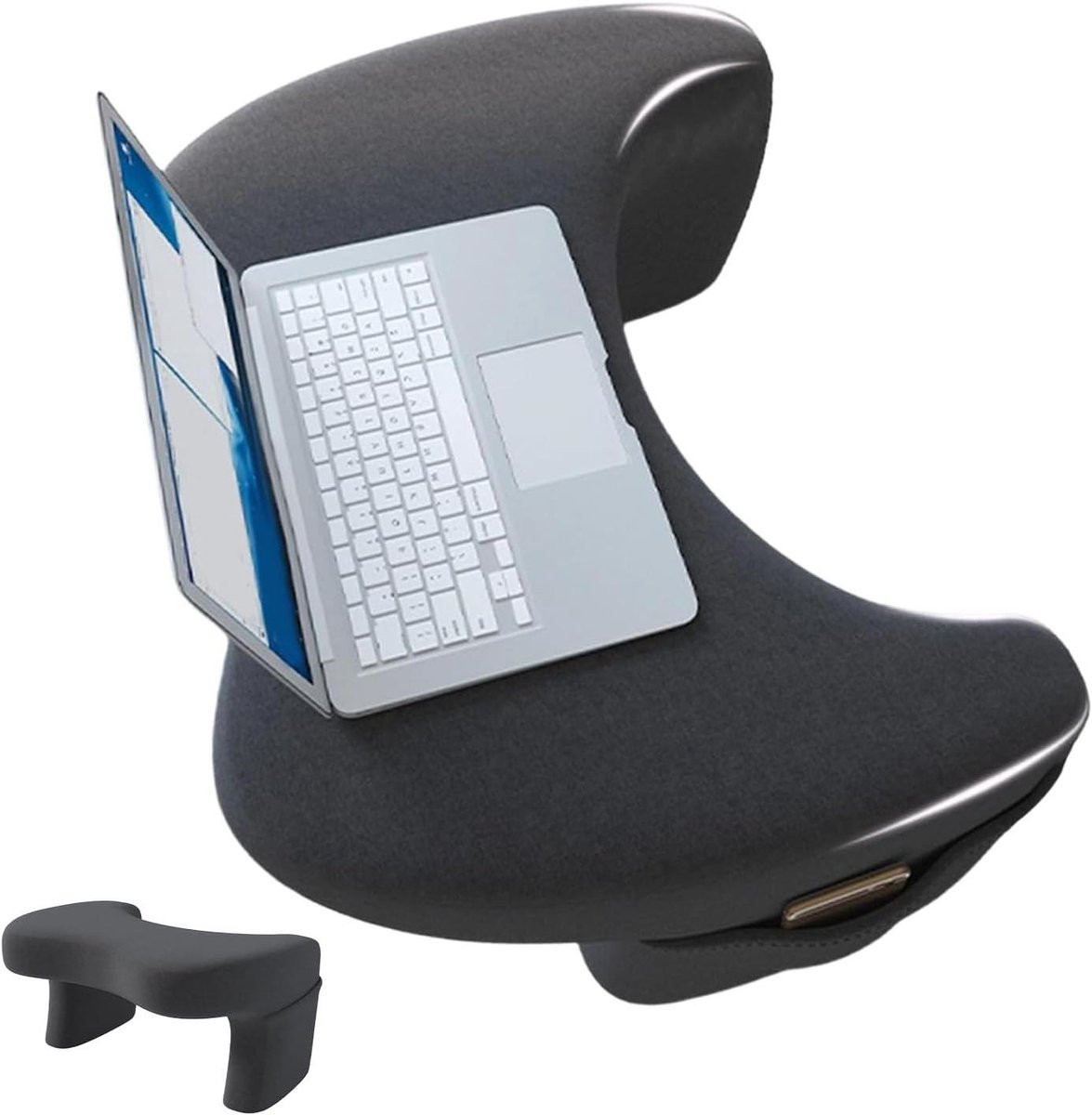 Grijs Laptopkussen met Zakken voor Comfortabel Werken op Schoot - Breedte: 45 cm