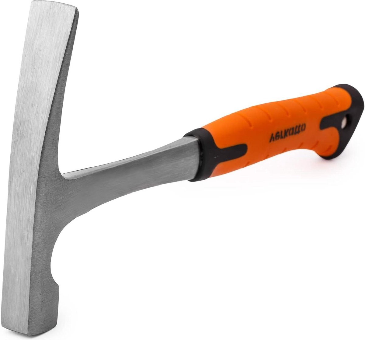 Professionele geologische metselhamer van gesmeed staal met rubberen grip, Rijnse vorm, zilver