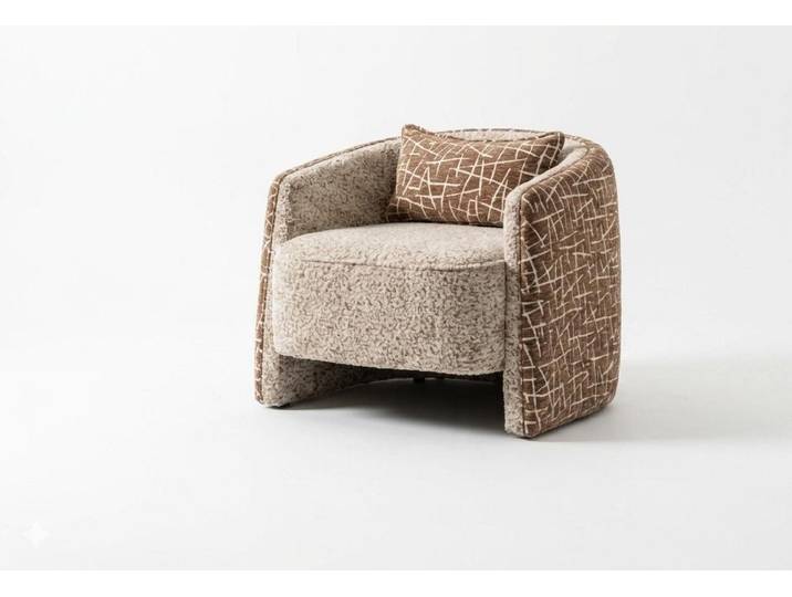 Xlmoebel Loungesessel Beiger Loungesessel aus Strukturstoff im modernen Design (1-St), Made in Europa