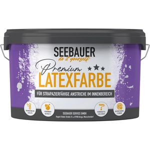 Seebauer-DIY Wandfarbe Premium-Latexfarbe, weiß, Latexfarbe, seidenmatt, 10 Liter