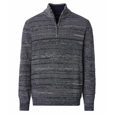 Troyer CASAMODA "CASAMODA Stricktroyer Print", Herren, Gr. 4XL, blau, Pullover Troyer
