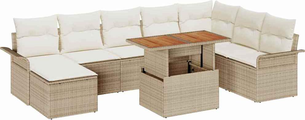 vidaXL Garten-Sofa-Set 9 stk. Beige und Creme
