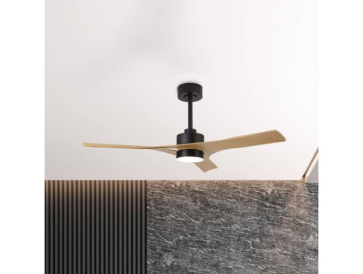 Ventilateur de plafond LED en bois thaïlandais, moteur à courant continu, Thai Mantra Iluminación - Salon / séjour - Moderne - Plastique